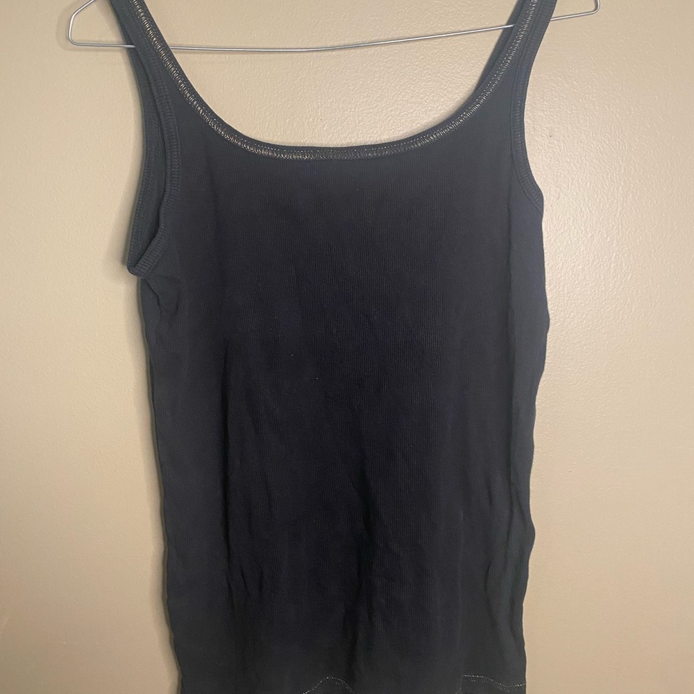 black vintage low neck tank top